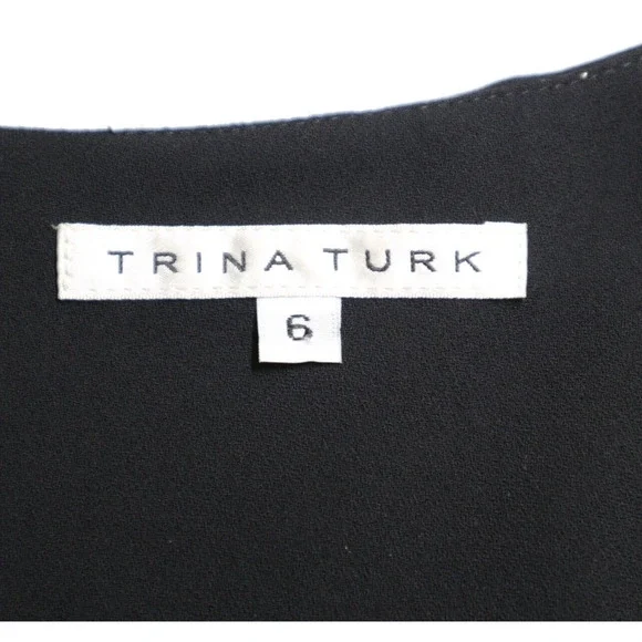 Trina Turk Size 6 Silver Sequin Back Blouson Dress Sleeveless Black - Picture 10 of 12